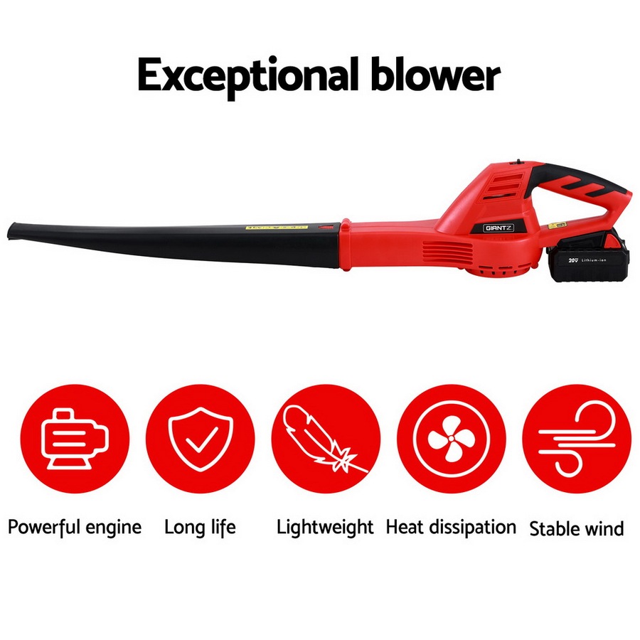 12000RPM Giantz 20V Cordless Leaf Blower Powerful Garden Electric Lawn Cleaner