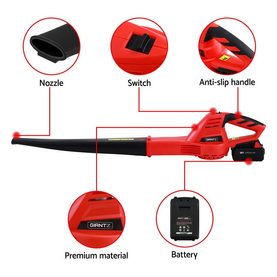 12000RPM Giantz 20V Cordless Leaf Blower Powerful Garden Electric Lawn Cleaner