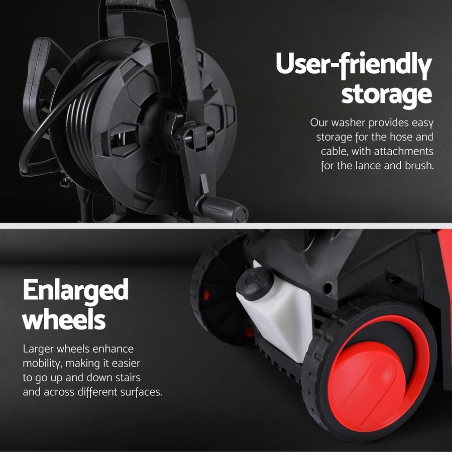 10M Jet Hose Giantz 2400PSI High Pressure Washer Electric Water Cleaner Pump Gurney