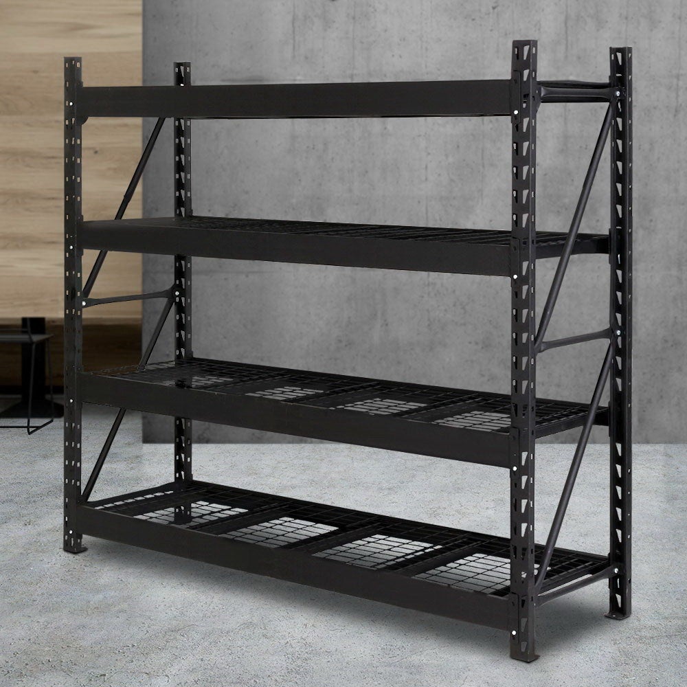 Giantz 2M Garage Shelving Warehouse Rack Pallet Racking Storage Steel Shelves Shelf Black