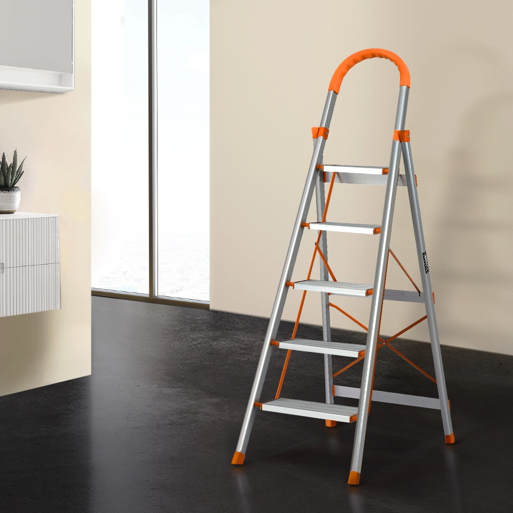 1pcs Giantz Ladder 5 Step Multi Purpose Folding Aluminium Light Weight Non Slip