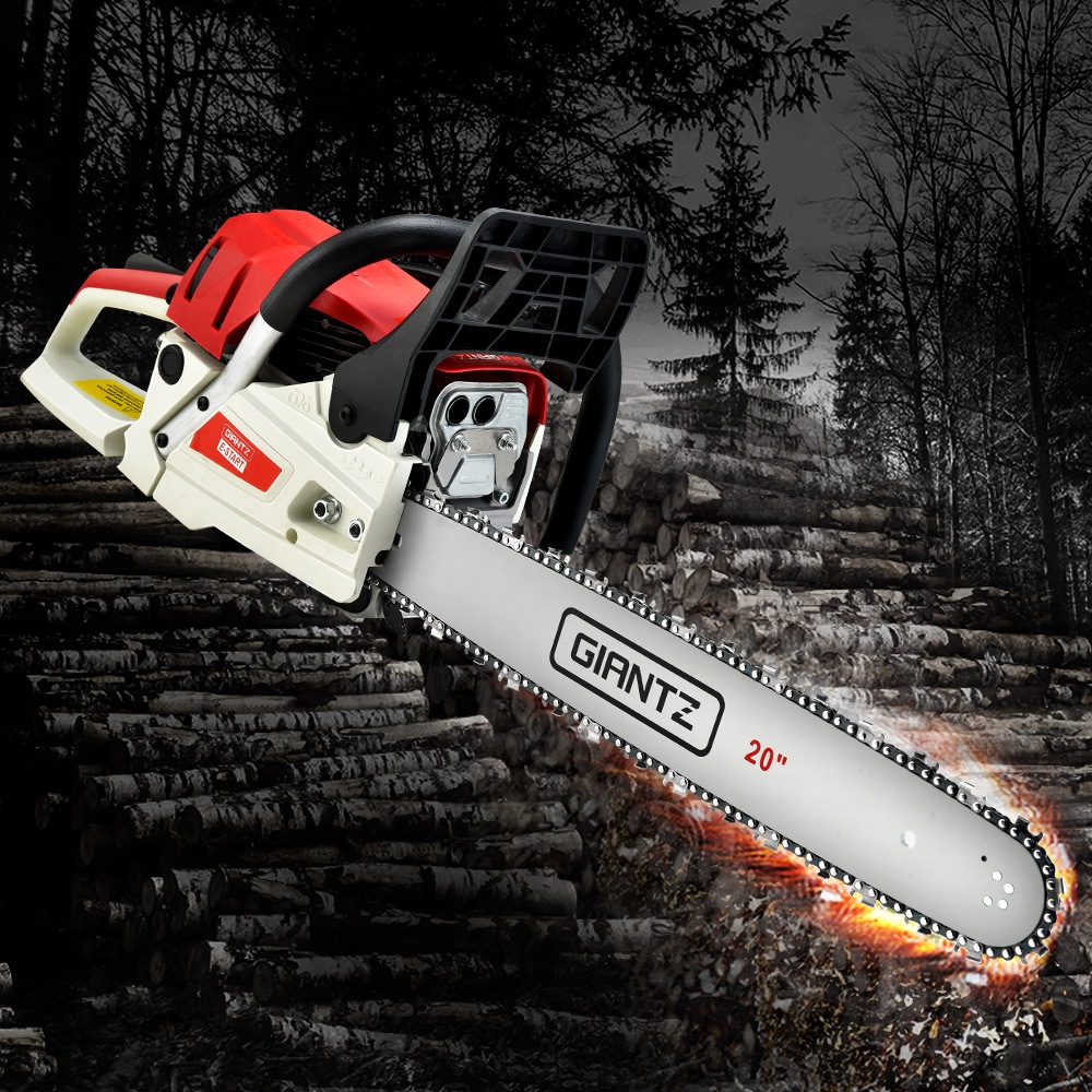 4.5HP Giantz Chainsaw Petrol 62CC 20" Bar Commercial E Start Pruning Chain Saw