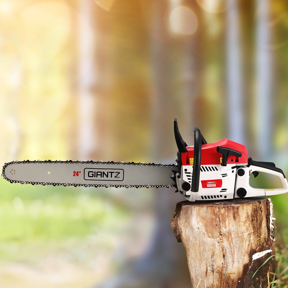 24" Bar Giantz Chainsaw Petrol 62CC 5.2HP Commercial E Start Pruning Chain Saw