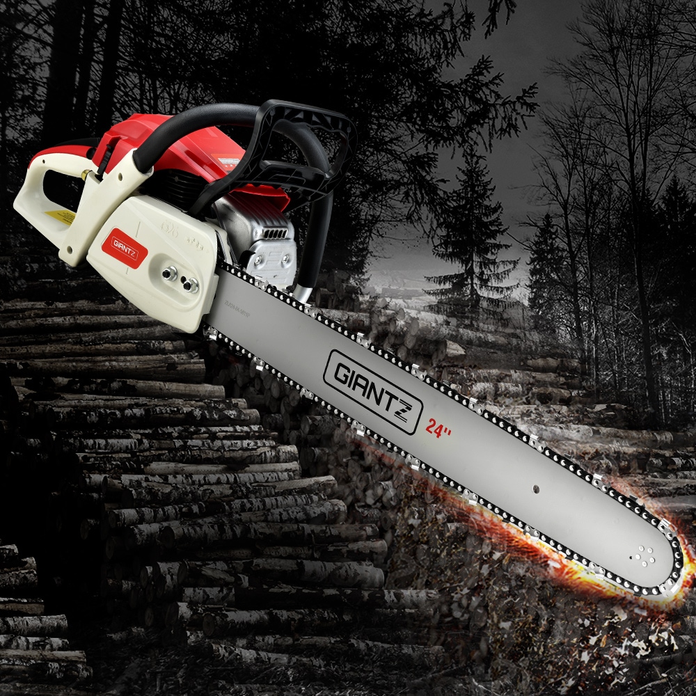 24" Bar Giantz Chainsaw Petrol 92CC 6.8HP Commercial E Start Pruning Chain Saw