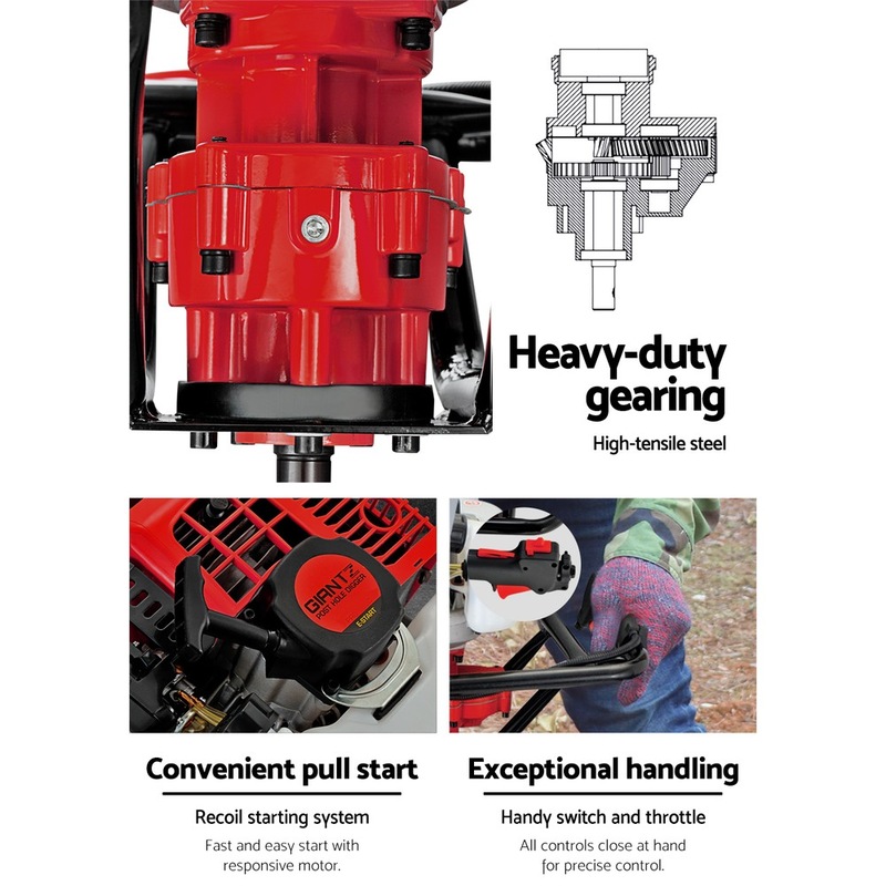 Giantz 92CC Petrol Post Hole Digger Drill Borer Fence Extension Auger