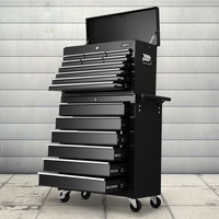 16 Drawer Giantz Tool Cabinet Trolley Storage Toolbox Black