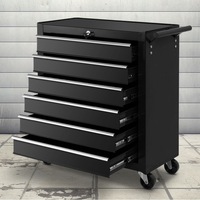 6 Drawer Giantz Tool Cabinet Trolley Storage Toolbox Black