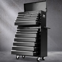 16 Drawer Giantz Tool Cabinet Chest Trolley Toolbox Storage Black