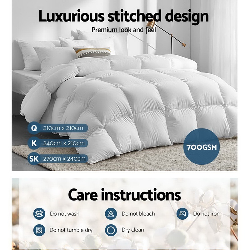 Buy Giselle Duck Quilt Down Feather 700GSM Queen King Super King MyDeal