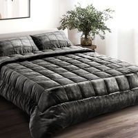 240cm x 210cm Giselle Bedding Faux Mink Quilt Charcoal King