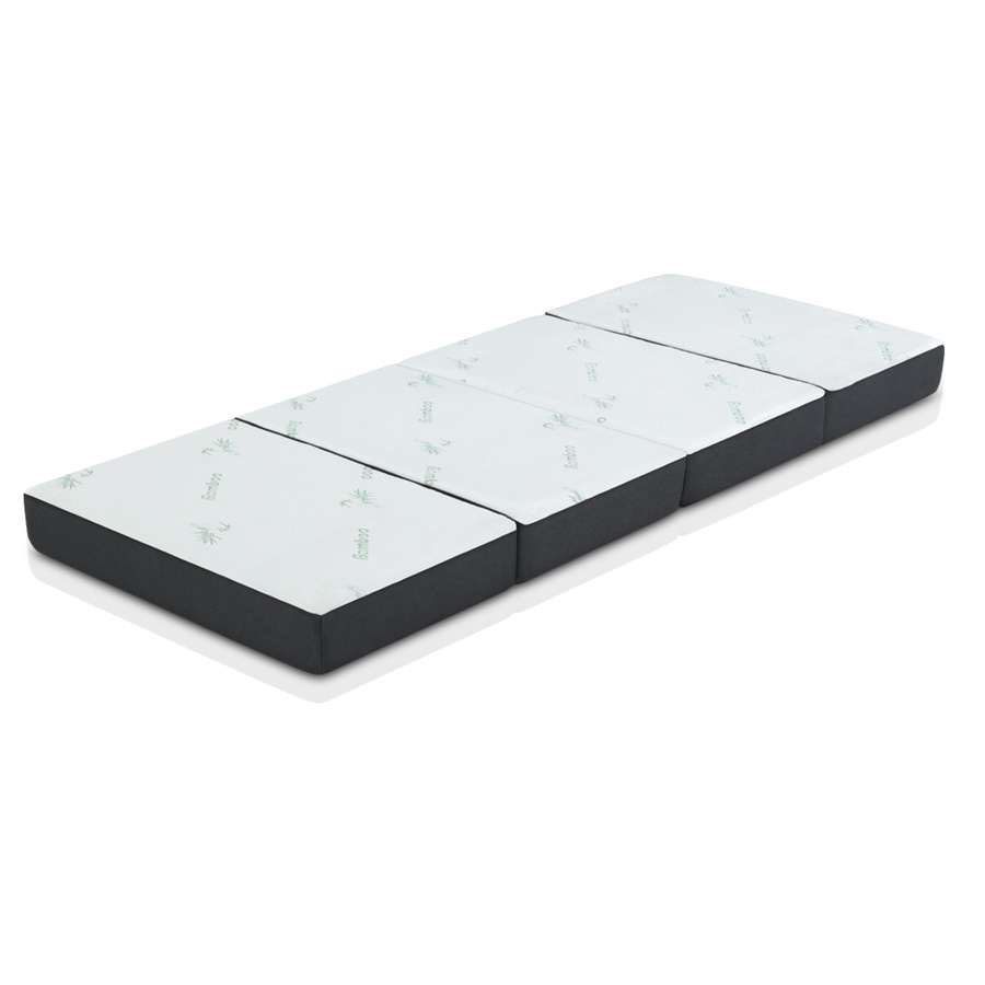 Giselle Folding Mattress 10cm 4-Fold Single Foldable Foam Sofa Bed Mat Bamboo