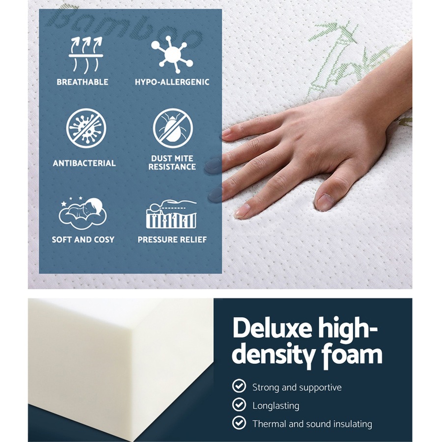 Giselle Folding Mattress 10cm 4-Fold Single Foldable Foam Sofa Bed Mat Bamboo