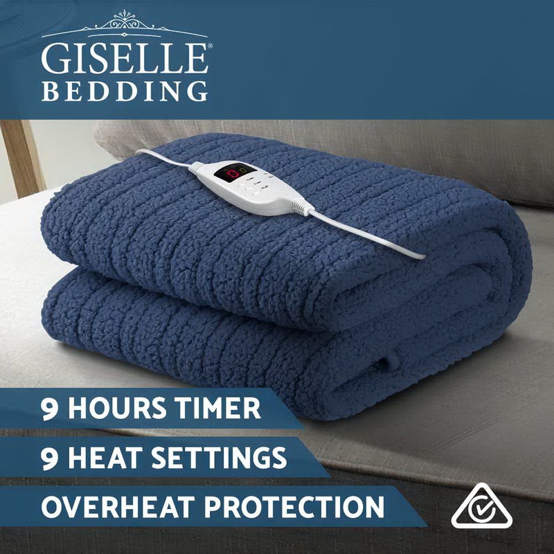 Giselle Bedding Washable Electric Heated Throw Rug Fleece Snuggle