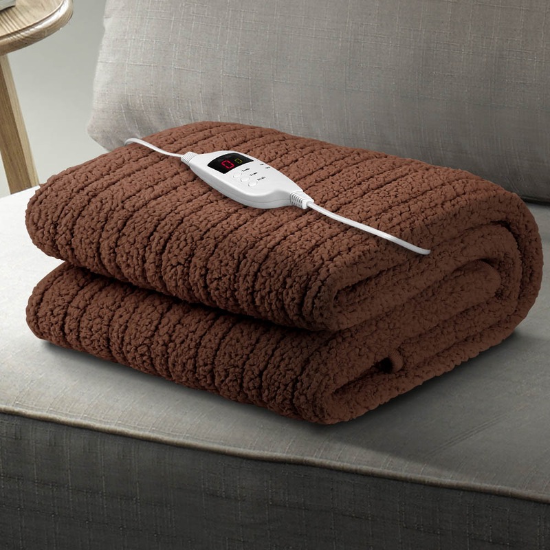 Electric Throw Rug Heated Snuggle Blanket Soft Coral Fleece Winter Warm Remote Control Timer 9