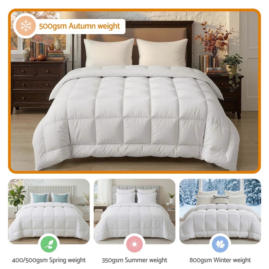 Giselle Bedding Wool Quilt 500GSM Thick Winter Doona Double Baffle Box 100% Wool Filling