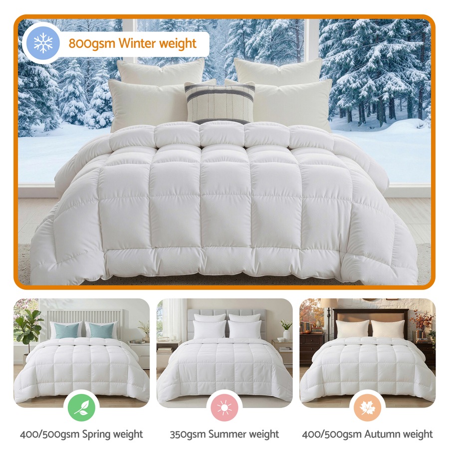 Giselle Bedding Wool Quilt 800GSM Extra Thick Winter Doona King Baffle Box 100% Wool Filling