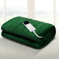 160cm x 130cm Giselle Electric Throw Rug Heated Blanket Fleece Green