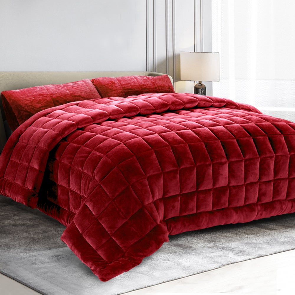 Giselle Faux Mink Plush Quilt Queen King Super King Comforter Throw Rug