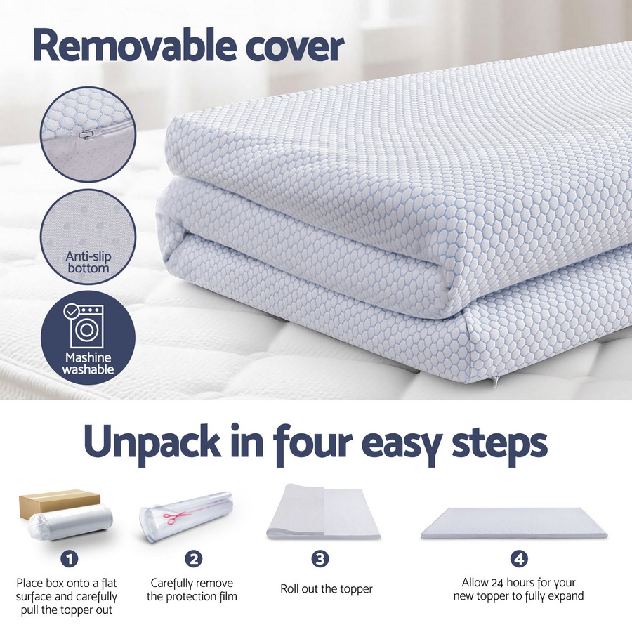 Giselle Bedding 5cm Natural Latex Mattress Topper, 7-Zone Bed Pad for Hot Sleepers Double