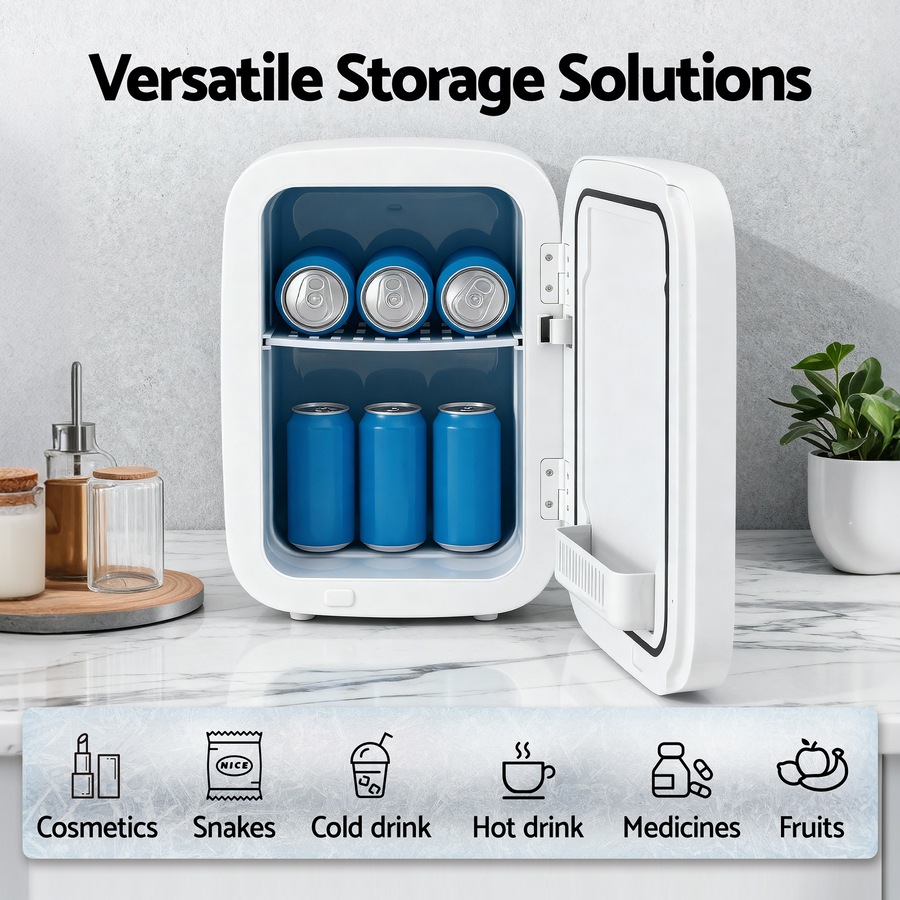Glacio Mini Fridge Portable White Electric Cooler Warmer Car Office 12V 220V