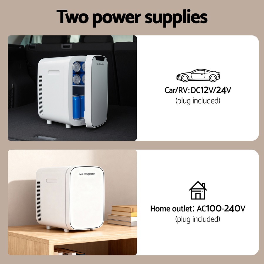 Glacio Mini Fridge Portable White Electric Cooler Warmer Car Office 12V 220V