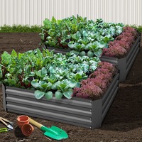 2x Green Fingers Garden Bed 120x90cm Planter Box Raised Container Galvanised Herb