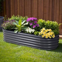 160X80X42cm Green Fingers Garden Bed Oval Planter Box Raised Container Galvanised