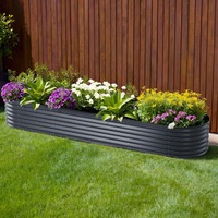 320X80X42cm Green Fingers Garden Bed Oval Planter Box Raised Container Galvanised