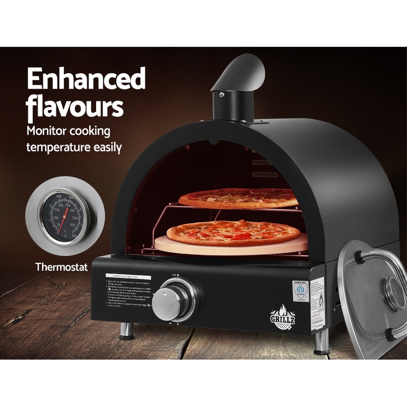 Grillz Portable Pizza Oven Camping LPG Gas Grill Cook