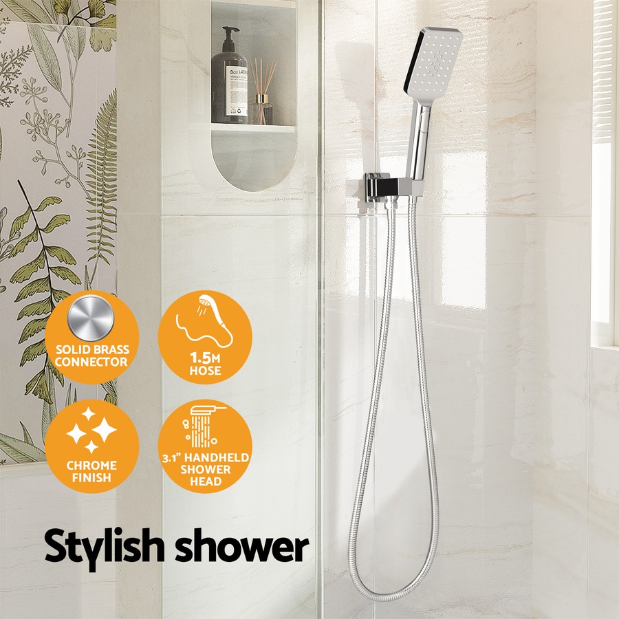 3 Spray Modes Handheld Shower Head Holder 3.1'' High Pressure Silver