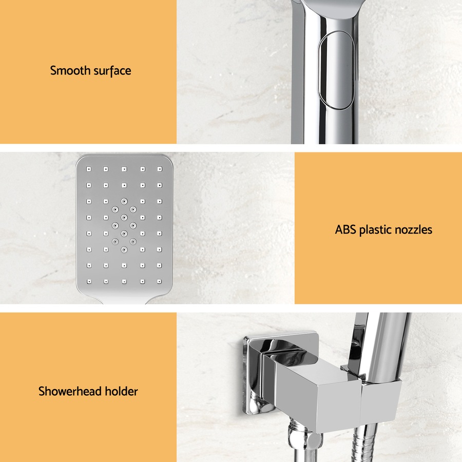 3 Spray Modes Handheld Shower Head Holder 3.1'' High Pressure Silver
