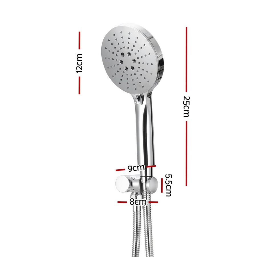 3 Modes Handheld Shower Head Holder 4.7'' High Pressure Silver