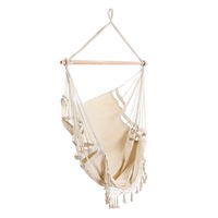 Gardeon Portable Hammock Chair Outdoor Hanging Hammocks with Tassel Cream