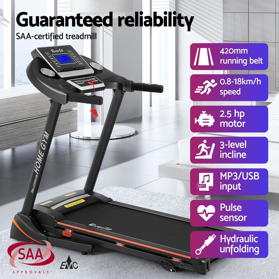 Everfit Incline Treadmill 42cm Belt 3 in 1 Foldable Walking Pad 18km/h Max Speed Pulse sensor