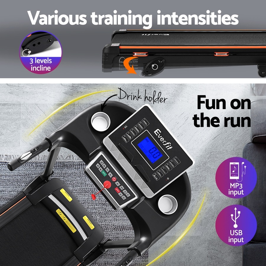 Everfit Incline Treadmill 42cm Belt 3 in 1 Foldable Walking Pad 18km/h Max Speed Pulse sensor