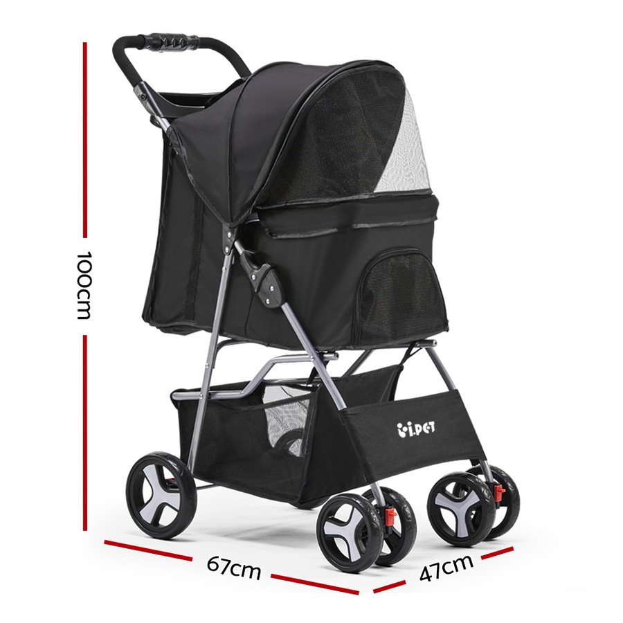 i.Pet Stroller Dog Cat Cage Carrier Travel Pushchair Foldable Pram 4-Wheel