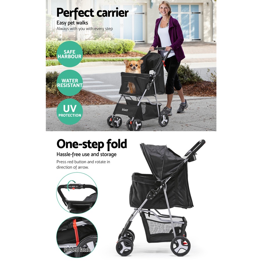 i.Pet Stroller Dog Cat Cage Carrier Travel Pushchair Foldable Pram 4-Wheel