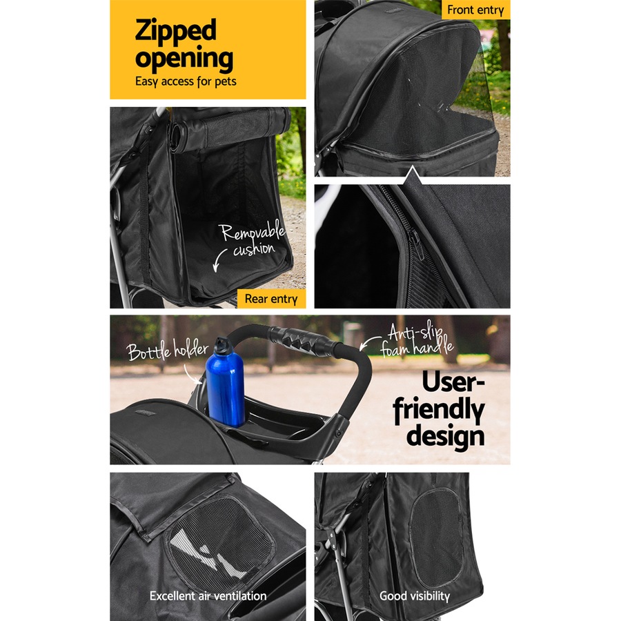 i.Pet Stroller Dog Cat Cage Carrier Travel Pushchair Foldable Pram 4-Wheel
