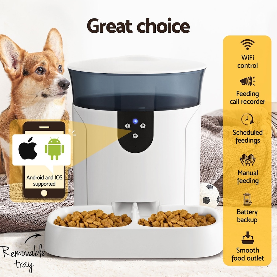 Buy i.Pet Automatic Pet Feeder Dog Cat Wifi 7L Auto Smart Food ...