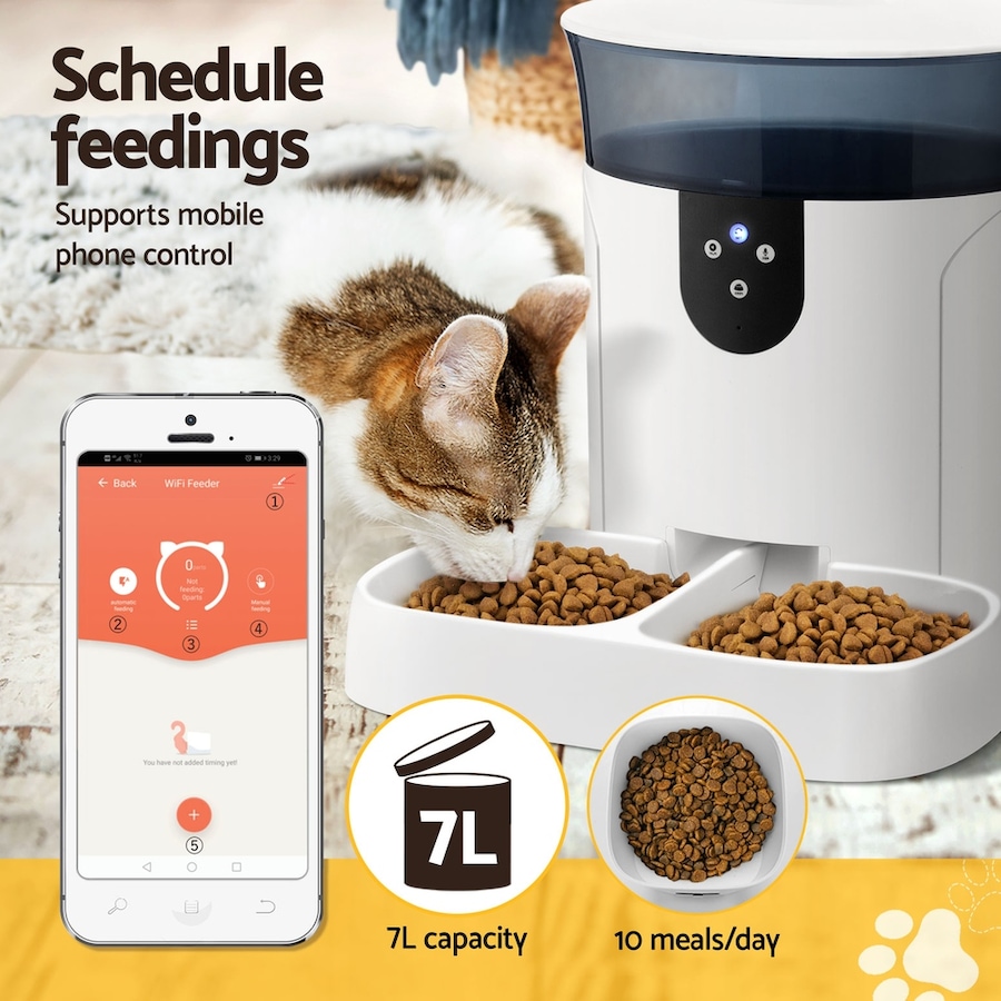 Buy i.Pet Automatic Pet Feeder Dog Cat Wifi 7L Auto Smart Food ...