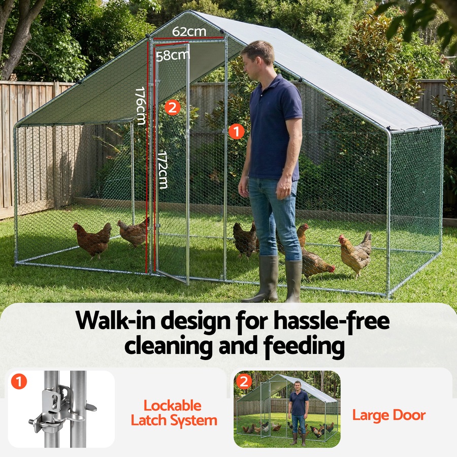 Buy i.Pet Chicken Coop Large 3x2x2m Walk in Hen Cage Run Rabbit Hutch ...