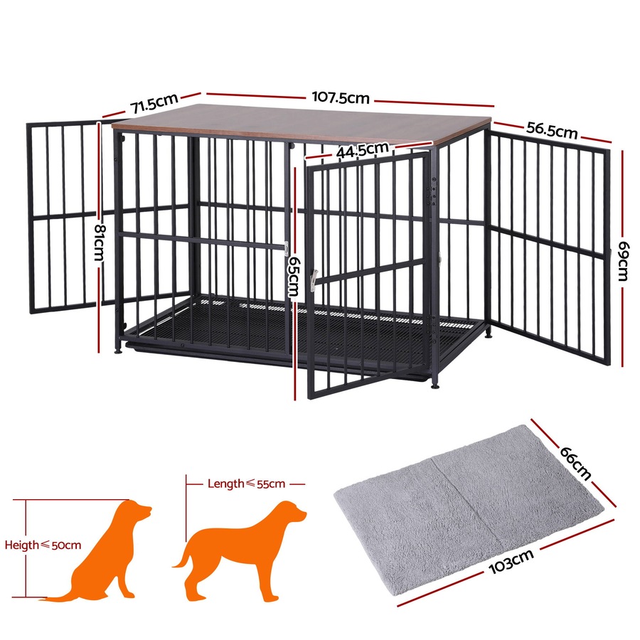i.Pet Extra Large Dog Crate Furniture 107cm Dog Cage Puppy Pet Wooden Black