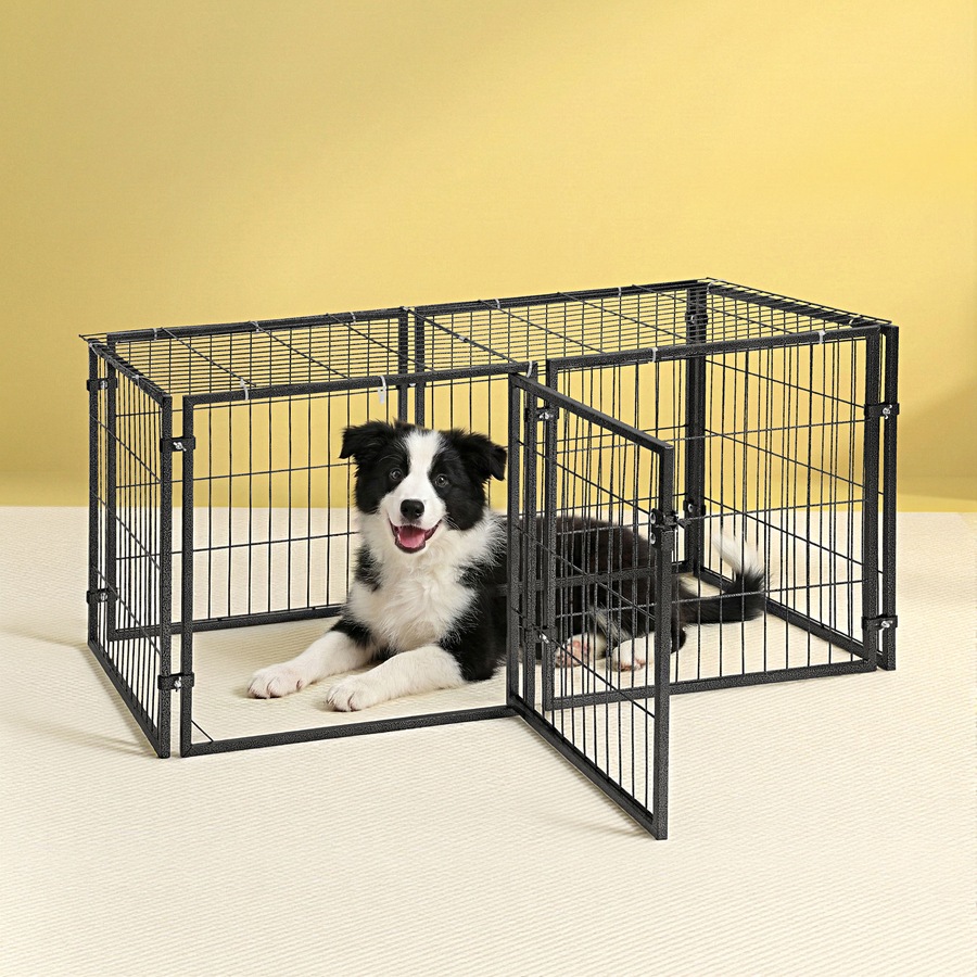 i.Pet Large Dog Crate Cage Playpen 129cm Puppy Pen Pet Enclosure Black 50''