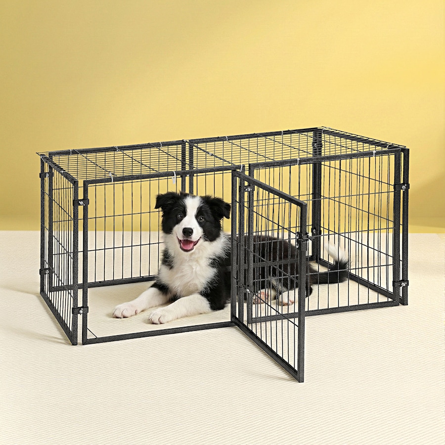 i.Pet Large Dog Crate Cage Playpen 129cm Puppy Pen Pet Enclosure Black 50''