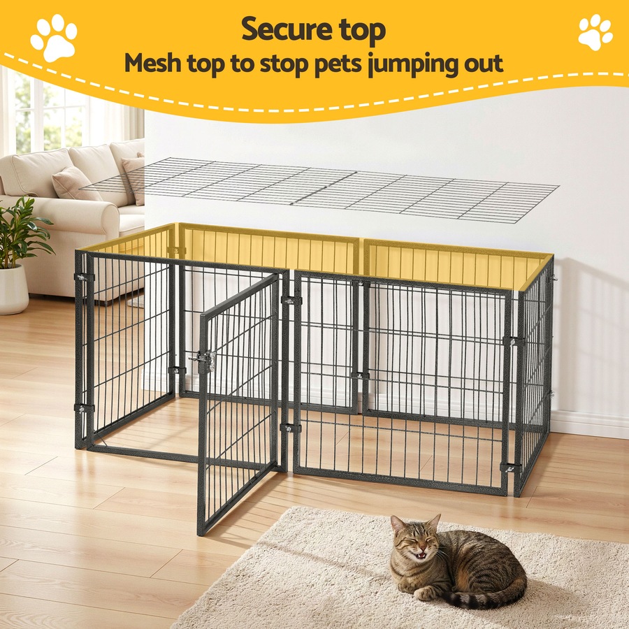 i.Pet Large Dog Crate Cage Playpen 129cm Puppy Pen Pet Enclosure Black 50''