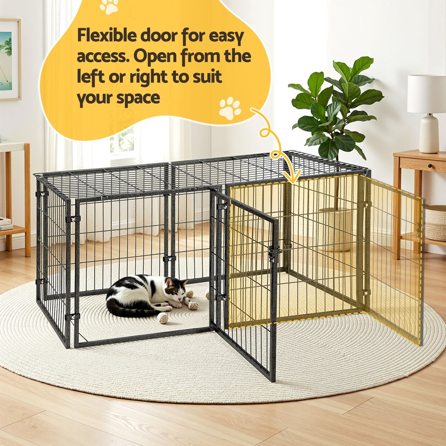i.Pet Large Dog Crate Cage Playpen 129cm Puppy Pen Pet Enclosure Black 50''
