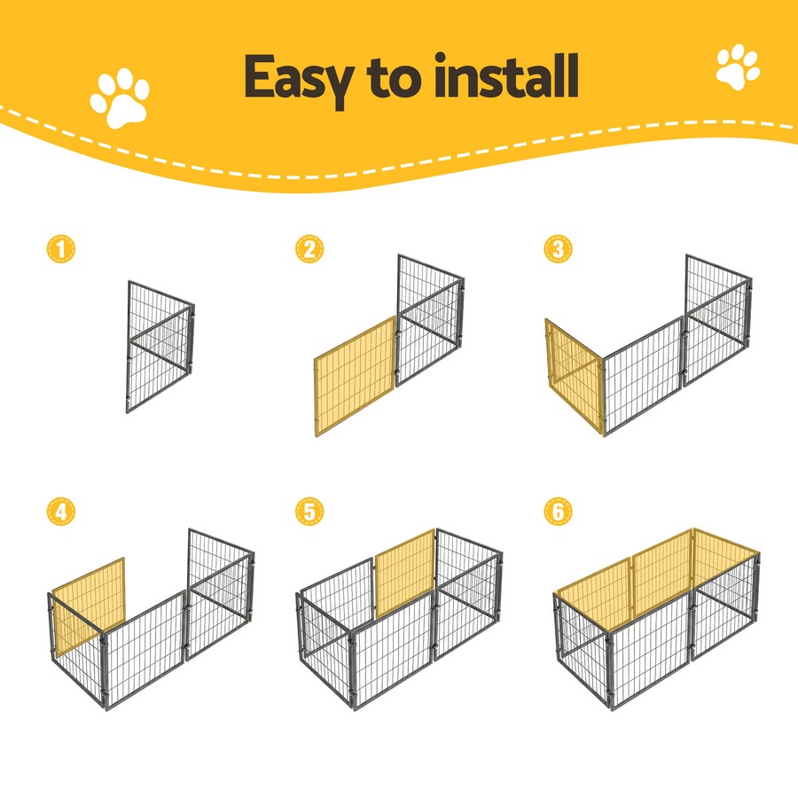 i.Pet Large Dog Crate Cage Playpen 129cm Puppy Pen Pet Enclosure Black 50''