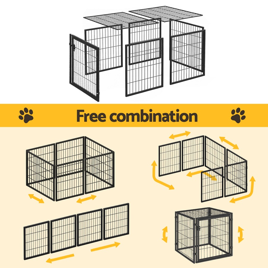 i.Pet Large Dog Crate Cage Playpen 129cm Puppy Pen Pet Enclosure Black 50''