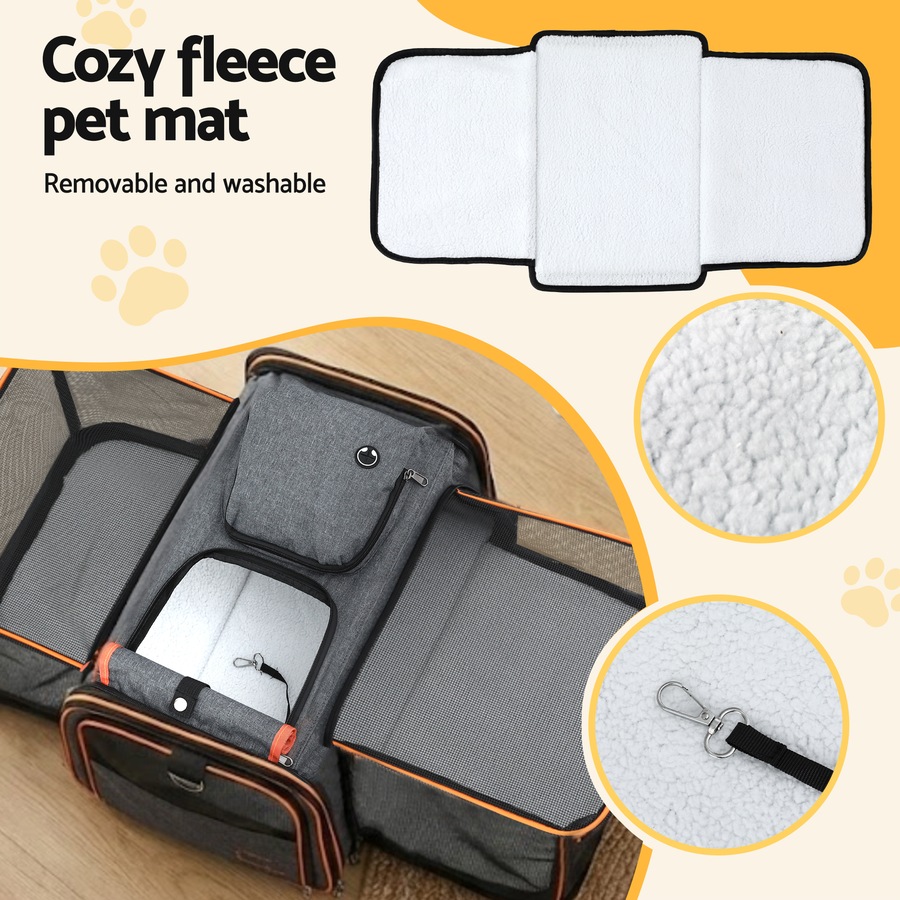 i.Pet Pet Carrier Bag Foldable Expandable Dog Cat Travel Cage Portable Car Kennel