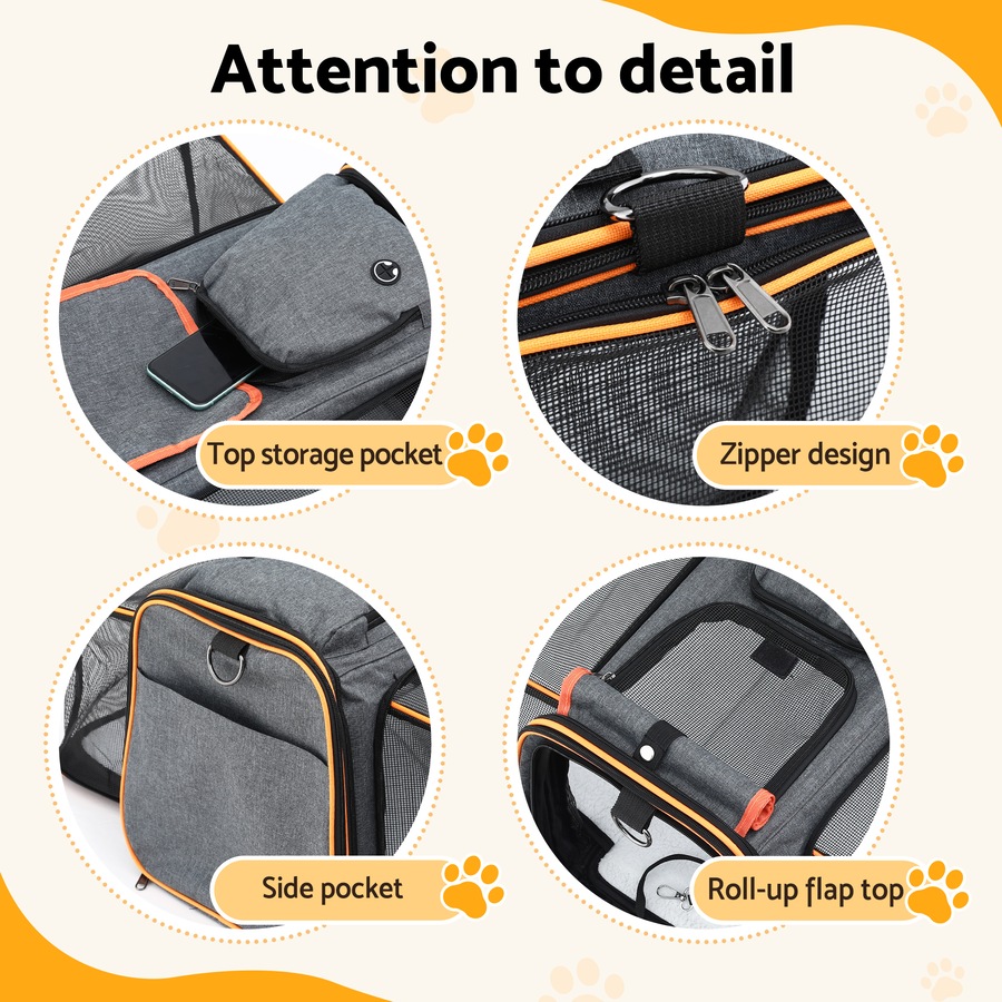 i.Pet Pet Carrier Bag Foldable Expandable Dog Cat Travel Cage Portable Car Kennel